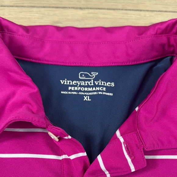 Vineyard Vines Men's Striped Performance Polo Shirt - Pink and Blue - Picture 5 of 9